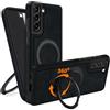 COODIO Cover in Pelle con Supporto Girevole di 360° per Samsung Galaxy S21 Plus 6,7 Pollici, Custodia Magnetica Compatibile con MagSafe/Caricatore Wireless, Cover Sottile e Creativa, Nero