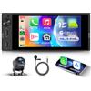 VECHTEL Autoradio 1 Din 4G+64G Android 15 con Carplay Android Auto senza Fili, 6 Pollici HD Schermo Tattile Stereo Auto Supporto Bluetooth 5.0 GPS Wi-Fi Radio FM RDS USB/Type-C Mirror Link Telecamera