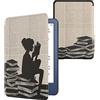 kwmobile Custodia eReader Compatibile con Amazon Kindle (2022/2024) Cover - eBook Reader Flip Case - nero/beige - Ragazza e Libri
