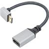 RIIEYOCA Cavo adattatore da mini-HDTV a HDTV 4K, con angolo di 90 gradi, mini maschio a HDTVS femmina, cavo intrecciato in nylon corto, supporto 4K UHD, per laptop, proiettore, TV, monitor(20 cm)
