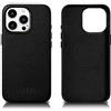 Mobiskin cover per iPhone 15 PRO (6,1 pollici), custodia con vera pelle, case compatibile con MagSafe, custodia protettiva ultra-sottile, nero
