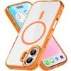 IMEIKONST Magnetica Cover per iPhone 17, Compatibile con MagSafe, Custodia Trasparente Protettiva di Grado Militare Anti Ingiallimento Antiurto Case per iPhone 17. Arancione BCCX