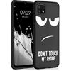 kwmobile Cover Compatibile con Samsung Galaxy A22 5G - Custodia in Silicone TPU - Cover Protettiva Soft Case - Don't touch my phone bianco/nero