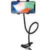 Haoxuann Porta Cellulare da Tavolo, support de téléphone portable en fer de bureau universel avec bras réglable en col de cygne, appareils GPS, fixation de montage mobile pour lit, bureau, chambre, bureau