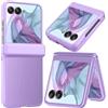 NINKI Custodia protettiva per Motorola razr 50 2024 con supporto, All-Inclusive Screen Protector Case per Moto razr 50 Custodia in pelle per Moto razr 50 2024 Cover Viola