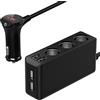 Qidoe (7 in 1) Prese Sdoppiatore Accendisigari 120W: Qidoe 12V/24V 3 Prese 4 USB Porte Caricabatteria da Auto Adattatore Splitter con Interruttore Voltmetro LED per Cellulari, GPS, Telecamera per auto