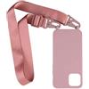 PuYu Zhe Cover con Cordino compatibile con iPhone 16 Pro Max,Cellulare Girocollo Custodia con Corda Silicone Case TPU Bumper Regolabile Necklace laccio Shell-Rosa sabbia