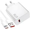 ASKUBSKU Caricatore USB e cavo USB C per Xiaomi Redmi Note 14S 13 12 Pro 11S 5G, 6A 67W ricarica adattatore di ricarica e cavo tipo C 1 metro ricarica rapida spina per Xiaomi 17T 15T 14 Poco X6 X5 Pad 8 Pro