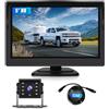 VECHTEL Retrocamera Camper Telecamera per Auto, 5 Pollici IPS HD Monitor e Kit, Telecamera Posteriore con Cavo da 10M, Visione Notturna IP68 Visione Notturna per Camion Auto Bus Furgoni Camper