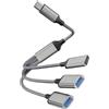 Leloco Splitter USB C da 1 a 3, tipo C maschio a 2 USB A tipo C (PD60W) femmina adattatore per cavo di alimentazione e dati, compatibile con telefoni cellulari, tablet, lapto, Mac, auto, PS4, PS5, ecc