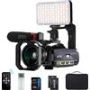 ORDRO 4K AC3 1080p 60fps Vlog IR Visione notturna WiFi con microfono, obiettivo grandangolare, lampada LED, supporto tascabile, scatola archiviazione e scheda SD 32GB