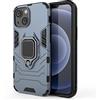 ZZHAO Custodia per iPhone 13 Mini, 2 in 1 Armour Stile Resistente Hybrid Armatura Defender PC + TPU Case Cover 360° Rotante Staffa [Compatibile con Supporto Magnetico per Auto], Blu
