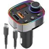 Generico Caricatore Trasmettitore FM Bluetooth 5.0 per Auto, Adattatore Audio Radio, QC3.0 Wireless Kit MP3, 2 porte USB e 1 Type-c, Chiamata Vivavoce, Supporta USB/TF/ + CAVO