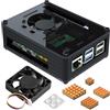 Miuzei Acrilico Case per Raspberry Pi 5 con Ventola e 4 Dissipatori di Calore In Rame per Raspberry Pi 5 4gb 8gb Raffreddamento Attivo Case compatibile con Ufficiale Raspi 5,Black