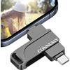 CONNUMY 256GB Chiavetta USB per Phone,Memoria Esterna per il Backup di Foto e Video Senza App,3 in 1 Chiavetta USB Pen Drive Compatibile con Phone/Pad/Android/PC