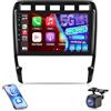 NHOPEEW Qualcomm 8 Core 4+64G Autoradio per Porsche Cayenne 2002-2010 - 9 pollici Radio Supporto Carplay&Android Auto 5GHz Wifi&GPS DSP 3D Auto Mondel Display Ventola di raffreddamento