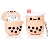 LEWOTE Derhom - Custodia Protettiva in Silicone per Airpods Apple 1 e 2 [Serie divertente] (Tè al Latte Perlato)