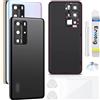 Enkeig Vetro posteriore Sostituzione per Huawei P40 Pro Back Cover copribatteria + Kit di Riparazione(Nero)