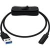 HuaLiSiJi Cavo Adattatore USB 3.0 a Maschio a Tipo C Femmina con Interruttore Trasferimento Dati 5Gbps Cavo USB Tipo C Femmina per Cellulare, IPad, U Stick (Nero, 1 m)