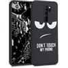 kwmobile Cover Compatibile con Xiaomi Redmi Note 8 Pro - Custodia in Silicone TPU - Cover Protettiva Soft Case - Don't touch my phone bianco/nero
