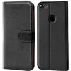 Verco custodia per Huawei P10 Lite, Case per P10 Lite Cover PU Pelle Portafoglio Protettiva, Nero