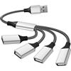 Wowfast Splitter USB 1 a 4 cavi multipresa USB distributore connettore morbido adattatore maschio a 4 x 2.0 femmina USB hub convertitore cavi per PC laptop auto TV LED stampante tastiera mouse
