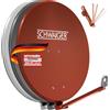 SCHWAIGER 265 Antenna satellitare 88cm Antenna SAT in alluminio Impianto satellitare Offset Antenna LNB Braccio di supporto Montaggio su palo Specchio satellitare Rosso mattone