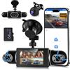 Hodozzy 1080P Dashcam Auto 360°, 4 Telecamere Anteriori e Posteriori, Visione Notturna IR, Schermo Tattile IPS 3, Registrazione in Ciclo, Sensore G, Visione Notturna, Assistenza alla Retromarcia