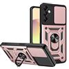 ESTH® Cover per Samsung Galaxy A14 (4G/5G) con Custodia per Fotocamera Scorrevole e Supporto ad Anello [Custodia Paraurti Compatibile con Supporto Magnetico per Auto], Oro rosa