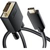 BolAAzuL Cavo USB C a DVI da 1 m in nylon intrecciato, adattatore USB-C a DVI tipo C/Thunderbolt-3 a DVI per MacBook Pro 2020/2019/2018/2017, Surface Book 2, Dell XPS 13/15, Pixelbook