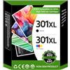 Washope Inchiostro 301XL compatibile Cartuccia per HP 301 XL Nero e Colore per HP Envy 4500 5530 4502 4504 4507 5532 DeskJet 1050 1510 1000 2050 2510 2540 OfficeJet 2624 (1 Nero, 1 Tri-colore)