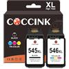 COCCINK PG-545XL CL-546XL Sostituzione per Canon 545 546 XL PG 545 546 545 XL 546 XL PG-545 CL-546 (1 Nero, 1 Tri-colore) Cartucce d'inchiostro per Canon pixma MX495 MX490 iP2850 iP2840 MG2450