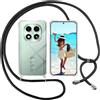 ISOI Cover con Cordino per Xiaomi Redmi Note 14 Pro 5G/Xiaomi Poco X7 5G, Custodia Trasparente con Collana Tracolla Laccio Collo Ultra Sottile Morbido TPU Silicone Antiurto AntiGraffio Case, Nero