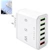 HOMTRAK Caricatore USB multiplo 65 W con 6 porte, stazione di ricarica rapida QC 3.0 e 5 porte 5 V/3.1 A, caricabatterie rapido per iPhone 15 14/13/12/11, per S24/S23/S22, Xiaomi, iPad, Tablet e altri