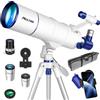 MEEZAA Telescopio, Telescopio Astronomico Professionale per Adulti e Bambini Principianti, 90 mm Apertura 550 mm Telescopi Riffrattore FMC con Treppiede Regolabile, Filtro Lunare & Borsa da Trasporto