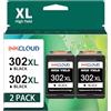INKCLOUD 302 XL - Cartucce di ricambio per stampante HP 302, confezione da 2
