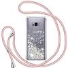 TUUT Cover per Samsung Galaxy S8 con Cordino, Custodia Brillantini Liquido con Collana Trasparente Ultra Sottile Silicone Antiurto Protettivo Sabbie Mobili Case per Cellulare Cordoncino, Oro Rosa