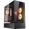 Cougar CFV235 ARGB - Case da gioco MidTower ATX/CEB, flusso d'aria a 270°, 4 ventole ARGB PWM, GPU fino a 430 mm, USB-C (nero)