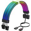 Sirlyr Cavo RGB, 2 x 8 pin, prolunga PSU, 5 V, 3 pin Sync ARGB, per scheda video, alloggiamento del computer, decorazione nero