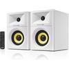 Sanyun SW205 Diffusori da Scaffale HiFi 4 80W, Monitor Studio Attivi 2.0 Nearfield, Campo Sonoro 3D Migliorato, DAC DSP Alta Gamma, Cabinet Diffusione Geometrica, Bluetooth 5.4/Optical/AUX, Bianco