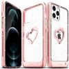 VENA vLove Cover Glitter Trasparente Compatible Con Apple iPhone 12 Pro Max (6.7-inch), (Heart Shape, CornerGuard Protection) Bling Custodia Case Protettiva - Oro Rosa