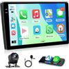 Motorsi 4GB+64GB CarPlay 2 Din Autoradio con GPS, 10 Android Auto Doppio Din Stereo Auto Bluetooth 5.0 con Schermo, Assistente Vocale WiFi SWC USB EQ FM/RDS Radio Schermo Diviso + Telecamera