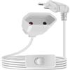 YINGAYOU Prolunga Elettrica Europea con Interruttore 2.5A 250V 625W 90 Gradi Cavo Prolunga Elettrica con Interruttore 2x0.75 mm², per Elettrodomestici, Lampada, TV (Bianco, 5 m)