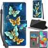Haninsuze Cover per Samsung Galaxy A51 4G, farfalla dorata | Pelle PU Portafoglio, Porta Carte, Magnetica, Libro, Antiurto Custodia