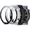 zZjoOoj Custodia per Huawei Watch GT 6 Pro 46 mm, protezione totale, pellicola protettiva in vetro temperato integrata, alta sensibilità, 3 pezzi (argento/nero/trasparente)