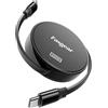 Fasgear Cavo USB C, 240 W PD3.1, cavo di ricarica rapida retrattile, 1 m, 4 livelli di lunghezza preimpostata, cavo di ricarica USB C 2.0, per Mac-Book Pro/i-Phone16/15 Pro Max/i-Pad/Mac-Book/Sam-Sung