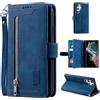 UEEBAI Custodia a portafoglio per Samsung Galaxy S25 Ultra, retro con 9 scomparti per carte di credito, tasca con cerniera, custodia in pelle PU, chiusura magnetica, cavalletto con cinturino da polso