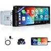 Motorsi Android Auto 1Din Bluetooth Autoradio con Carplay, Motorsi 6.86 Pollici Touchscreen Radio Auto con Schermo, Stereo Auto Supporto Bluetooth 5.0/Type-C/USB/MirrorLink/FM/AUX-IN/EQ/SWC Lettore MP5