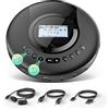 Arafuna Lettore CD portatile - Discman - Radio DAB+/FM, lettore CD Bluetooth con funzione audiolibro, antishock - batteria integrata 2000 mAH - Nero