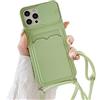 Emlivi Cover per iPhone 12 Mini con Collana, Custodia Silicone TPU con Porta Carte, Protezione della fotocamera Case Regolabile Collana Cover Compatibile con iPhone 12 Mini, Verde Matcha